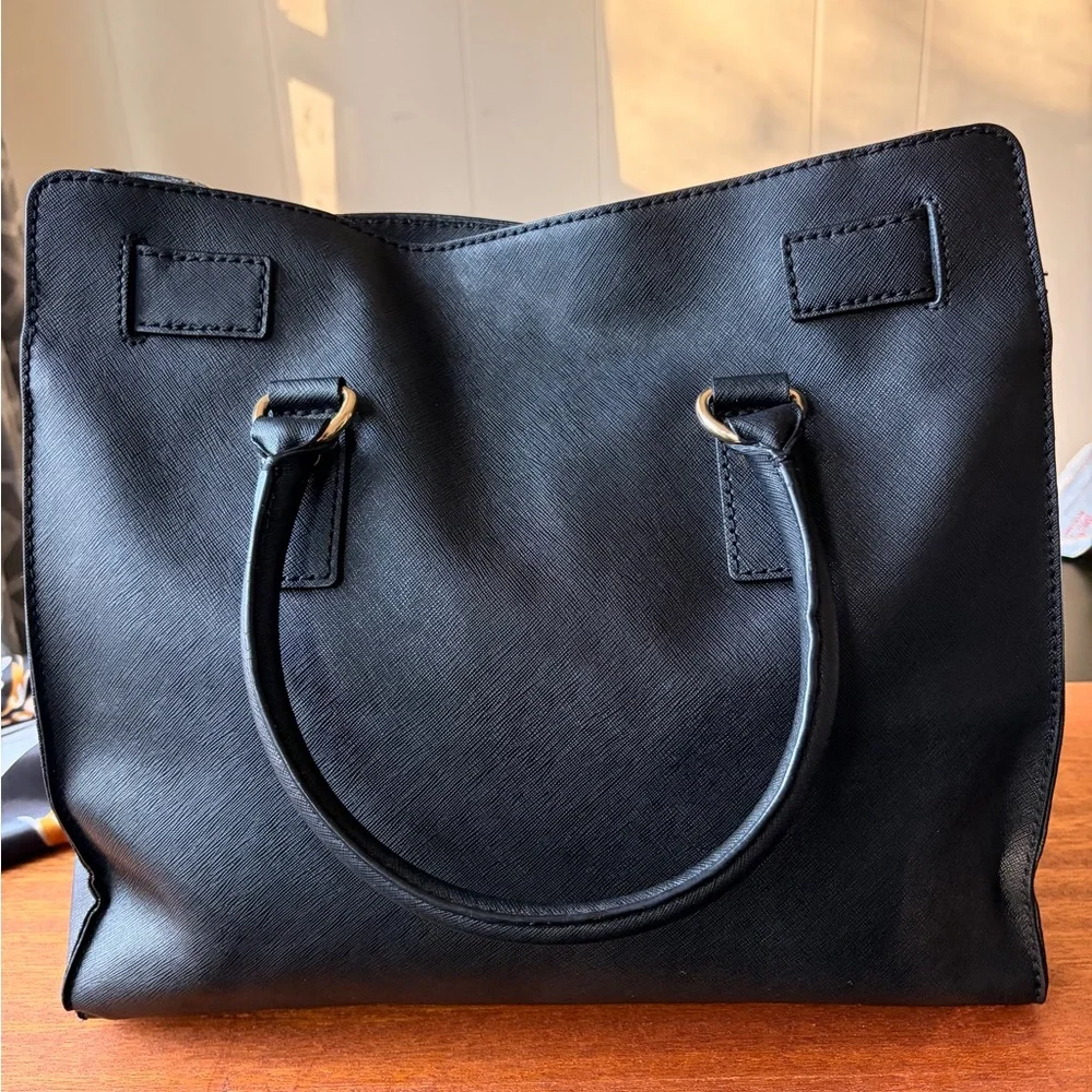 Michael Kors Large Hamilton Satchel Black Saffiano Leather Tote - Picture 6 of 9